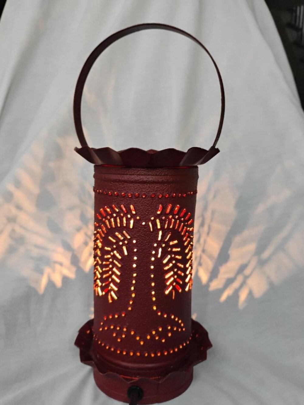 Punched metal wax tart warmer, willow tree pattern